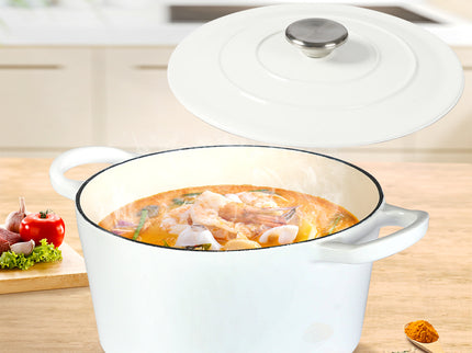 TOQUE 4L Enamel Dutch Oven Pot in White Colour-1864184348446691334