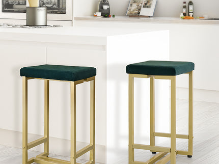 Levede 2x Bar Stools Velvet Backless-1919892921994317830