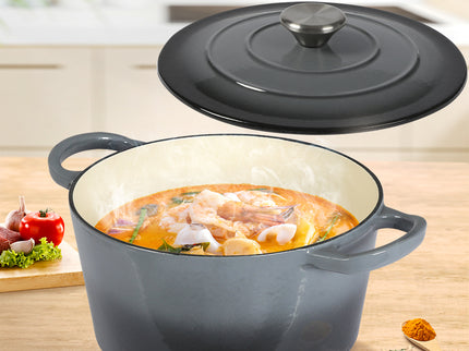 TOQUE 4L Enamel Dutch Oven Pot in Black Colour-1864184348161478662