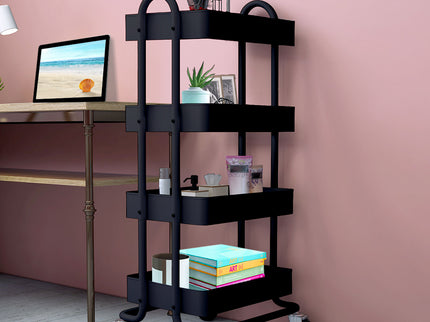 Levede 4 Tiers Kitchen Trolley Cart Black-1917016722028761094