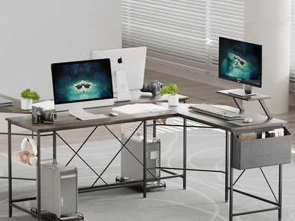 Levede Computer Desk Corner Desk Brown-1910112201935556614