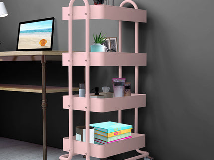 Levede 4 Tiers Kitchen Trolley Cart Pink-1917016722188144646