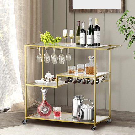 Levede Bar Cart Gold Drinks Serving Trolley 4 Tier-1973193806790660102