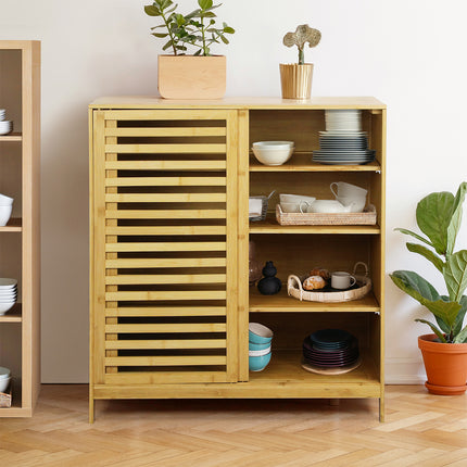 Levede Bamboo Storage Cabinet Freestanding Natural-1975420387814674439