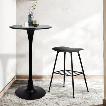 Levede 2x Round Bar Table Pub Tables Black-1975420497994846214