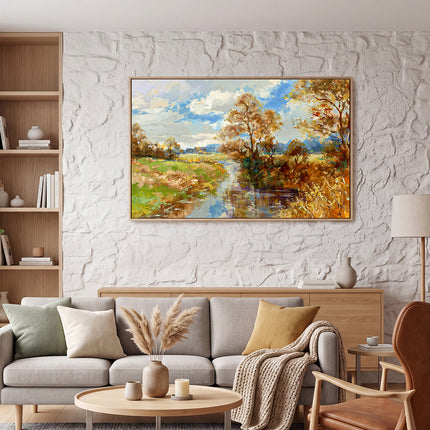 Yezi Large Framed Canvas Wall Art Landscape Painting Home Decor 80x120cm-2061251858638442502