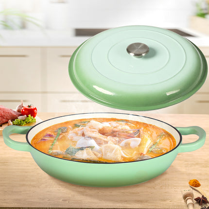 TOQUE 3.5L Enamel Dutch Oven Pan in Green Colour-1973193931340517382