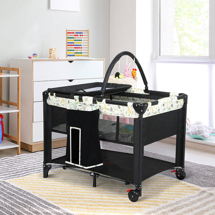 BoPeep Baby Cot Bed Crib Portable Bassinet Black-1973193914328420358