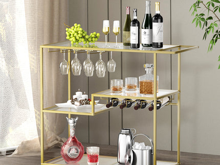 Levede Bar Cart Gold Drinks Serving Trolley 4 Tier-1886651029177634822