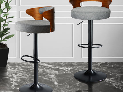 Levede 1x Kitchen Bar Stools Gas Lift Grey-1910113240189374470