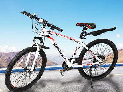 Monvelo 21 Speed 27.5'' Mountain Bicycle Black,Red,White-1864184593150775302