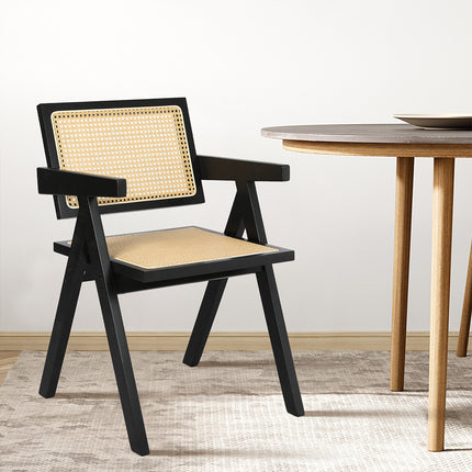 Levede 1x Black Wicker Armchair Dining Chair-1975420497621553159