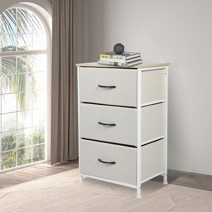 Levede Chest of 3 Drawers Bedside Table Beige-1973194073426759687