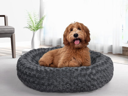 PaWz Calming Dog Bed Warm Soft Plush M Dark Grey Medium-1864184534111752198