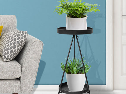 Levede Plant Stand 2 Tiers Outdoor Indoor Black Medium-1864184724059197446