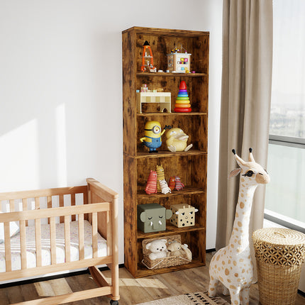 Levede 6 Tier Book Shelf Adjustable Shelves Walnut-2006732776128253958