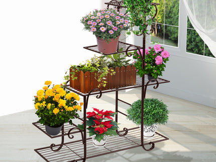 Levede Plant Stand Outdoor Indoor Metal Bronze-1894516827141312518