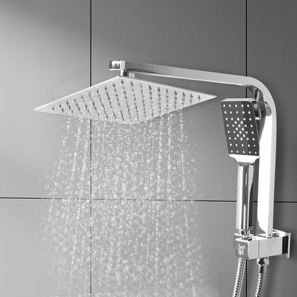 High Pressure Shower Head Set Rain Square Silver-1975420467527421958
