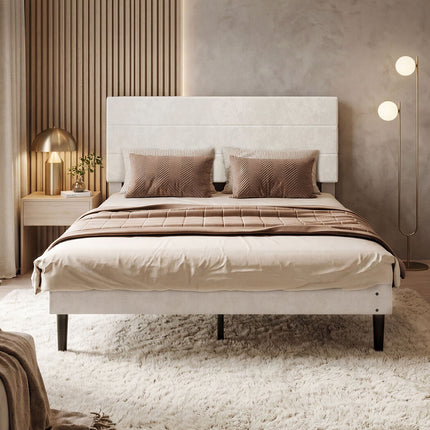 Levede Queen Bed Frame Upholstered Adjustable Headboard Platform Mattress Base-2065254299683917830