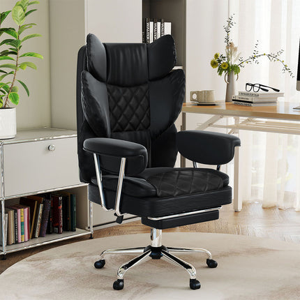Levede Gaming Office Chair High Back PU Leather Black-2006733417676410886