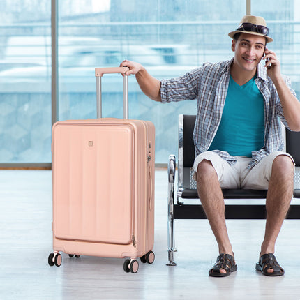 Slimbridge 24" Luggage Trolley Travel Hard Pink-1975420322438057990