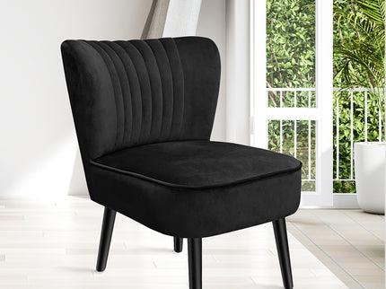 Levede Accent Chair Foot Stool Set Ottoman Black-1864184354935279622
