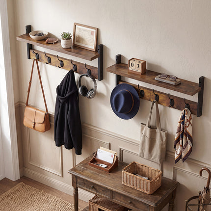 Levede Coat Rack Shelf Wall Mounted Entryway Double Hook Wall Floating Hat Rack-2050059009775505414