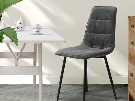Levede 4x Dining Chairs Kitchen Velvet Grey-1942353398804385798