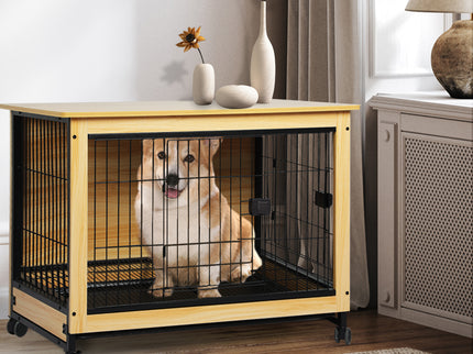 PaWz Wooden Wire Dog Kennel Side End L Large-1864184541061713926