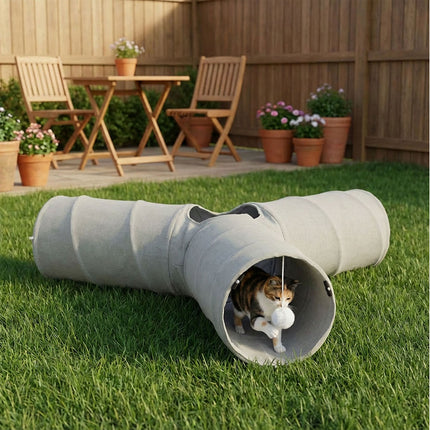 Pawz 3 Way Cat Tunnel Toy Interactive Foldable Tube Indoor Pet 2 Haning Balls-2029334096727117830
