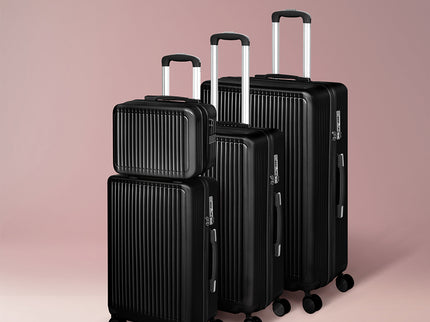 Slimbridge Luggage Suitcase Trolley Black 4pc 14"+20"+24"+28"-1864184374052917254