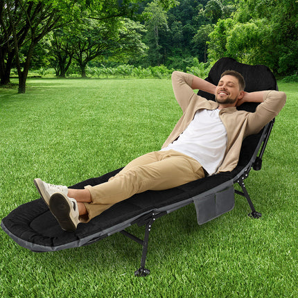 Levede Folding Camping Bed Camp Cots Black-1975420323771846662