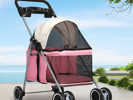 PaWz Pet Stroller Dog Cat Carrier Foldable Pink-1864184624901656582