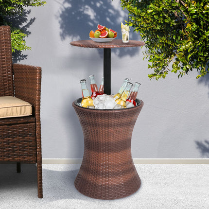Levede Cooler Ice Bucket Table Bar Outdoor Black and brown-1973193989939138566