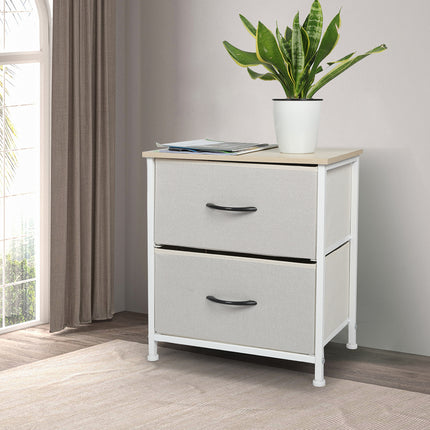 Levede Chest of 2 Drawers Bedside Table Beige-1973194073829412871