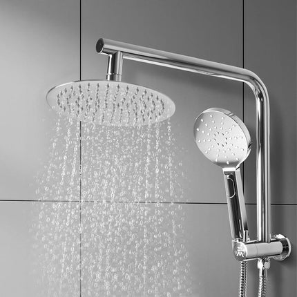 High Pressure Shower Head Set Rain Round Silver-1954802953579794438