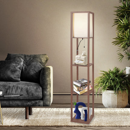 EMITTO LED Floor Lamp with Storage Shelf Brown-1973193956355346438