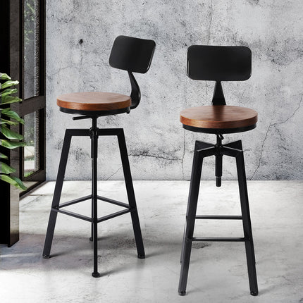 Levede 2x Bar Stool Kitchen Wooden Metal-1973194044569948166