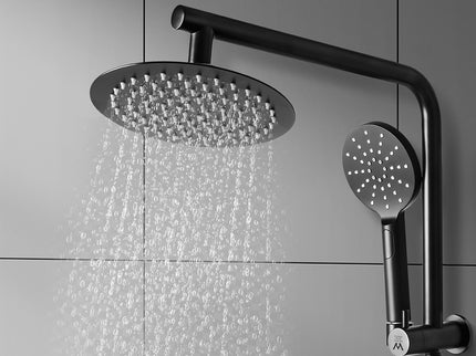 Shower Head High Pressure Set Rain Round Black-1942353352696401926