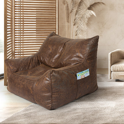 Marlow Bean Bag Chair Cover PU Indoor Dark Brown-1973194022554046470