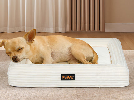 Pawz M Size Orthopedic Dog Bed with Corduroy Removable Cover Waterproof Washable Beige-1954802489291313158
