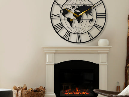 Yezi 60cm Large Wall Clock Roman Numeral Home Black-1910112274266329094