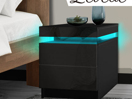 Levede Bedside Tables Side Table 2 Drawers Black-1910113068461985798