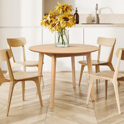 Levede Dining Table Round Rubberwood Base 100cm Natural 100 CM-1973194086840143878