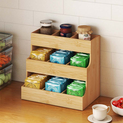 Toque Vertical Bamboo Tea Organizer Holds 180 Tea Bags-1973193601324290054