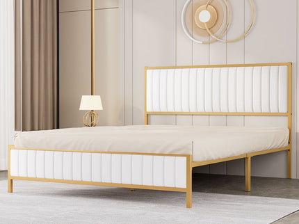 Levede Metal Bed Frame Under Bed Storage Double Beige-1910112273498771462