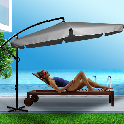 Mountview 3M Cantilever Umbrella Outdoor Grey Without Base-1975420433922658310