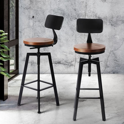 Levede 4x Bar Stool Kitchen Wooden Metal-1963748915782225926