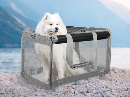 Pawz 3 in 1 Pet Soft Crate Dog Cat Carrier XL Size Grey-1910112289424543750