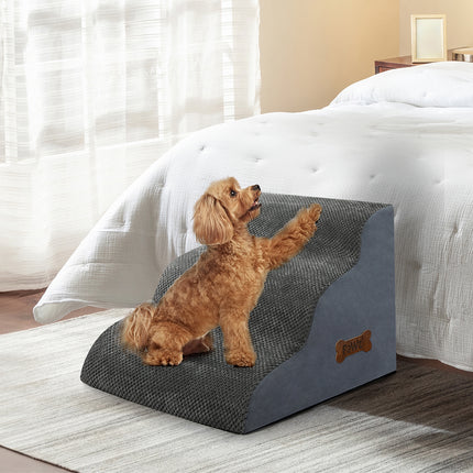 Pawz 3 Steps Pet Stairs Dog Ramp High Density Foam Grey-1973193539579940870